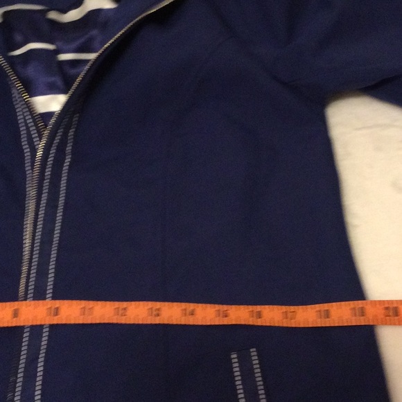 Dennis by Dennis Basso Navy Blue Coat with Hoodie - Picture 7 of 13